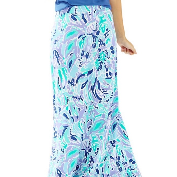 Lilly Pulitzer Nola Vibrant Blue and Green Maxi Skirt - Picture 2 of 6